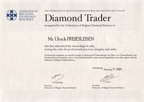 Diamond Trader Certificate - Der Beleg für die sichere Wertanlage ihres Vermögens